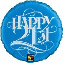 Blue 21st Birthday 18 inch Foil available in Blue only (click to enlarge)
