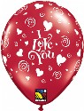 I Love You Swirling Hearts available in 11, 16 and 36 inch Ruby Red Balloons (click to enlarge)