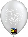 Happy 25th Anniversary Heart 11 inch Silver Balloon (click to enlarge)