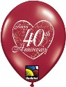 Happy 40th Anniversary Heart 11 inch Ruby Red Balloon (click to enlarge)