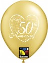 Happy 50th Anniversary Heart 11 inch Gold Balloon (click to enlarge)